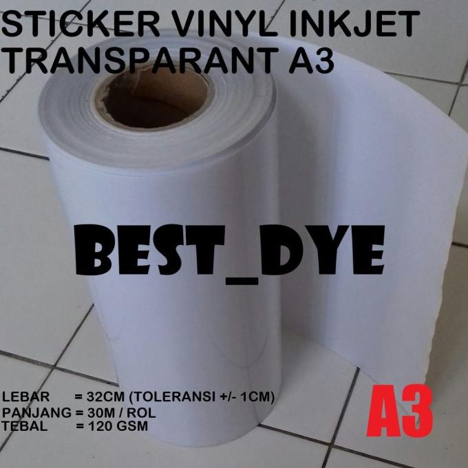 

TERBARU! Sticker Vinyl Transparant Inkjet 120 GR, A3= 32 cm x 30 m