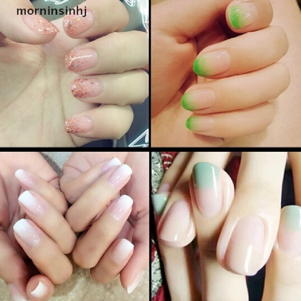 Mornin 10pcs Spons Segitiga Warna Gradasi Untuk Nail Art