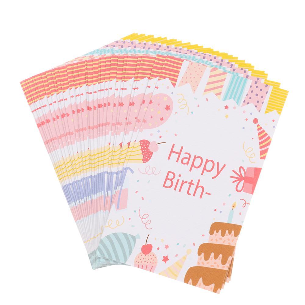 Preva 30PCS Kartu Happy Birthday 9x5.4cm Dekorasi Pesta Undangan Cardstock Kartun Hewan