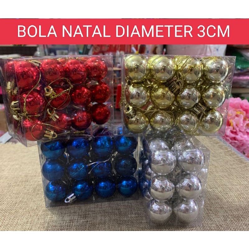 Bola Natal Diameter 3 cm / Ornamen Natal / Hiasan Pohon Natal / Christmas Decoration