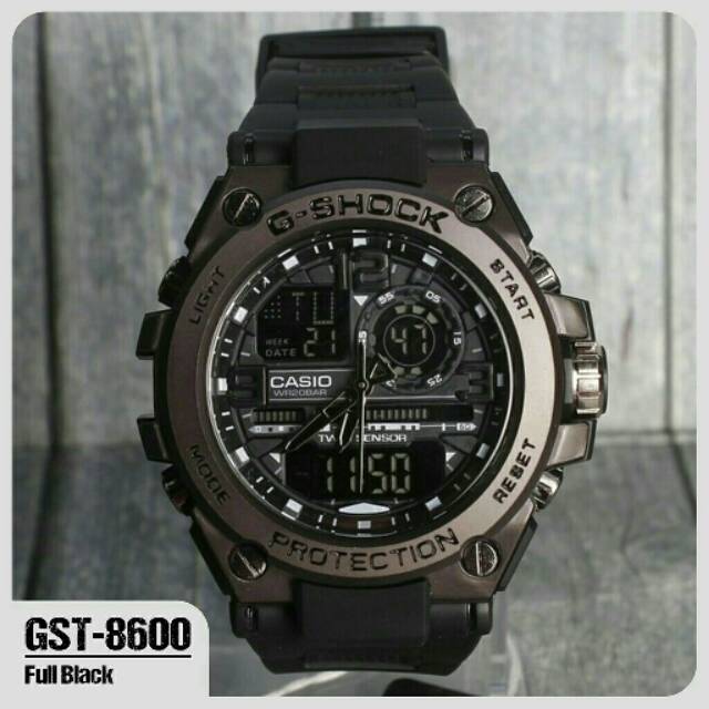 Jam tangan G SHOCK GST8600 full black elegan murah WR