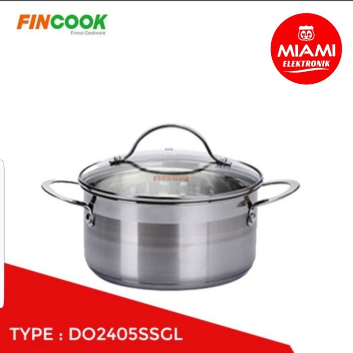 Panci Dutch Oven Fincook Stainless 24cm Tutup Kaca DO2405SSGL