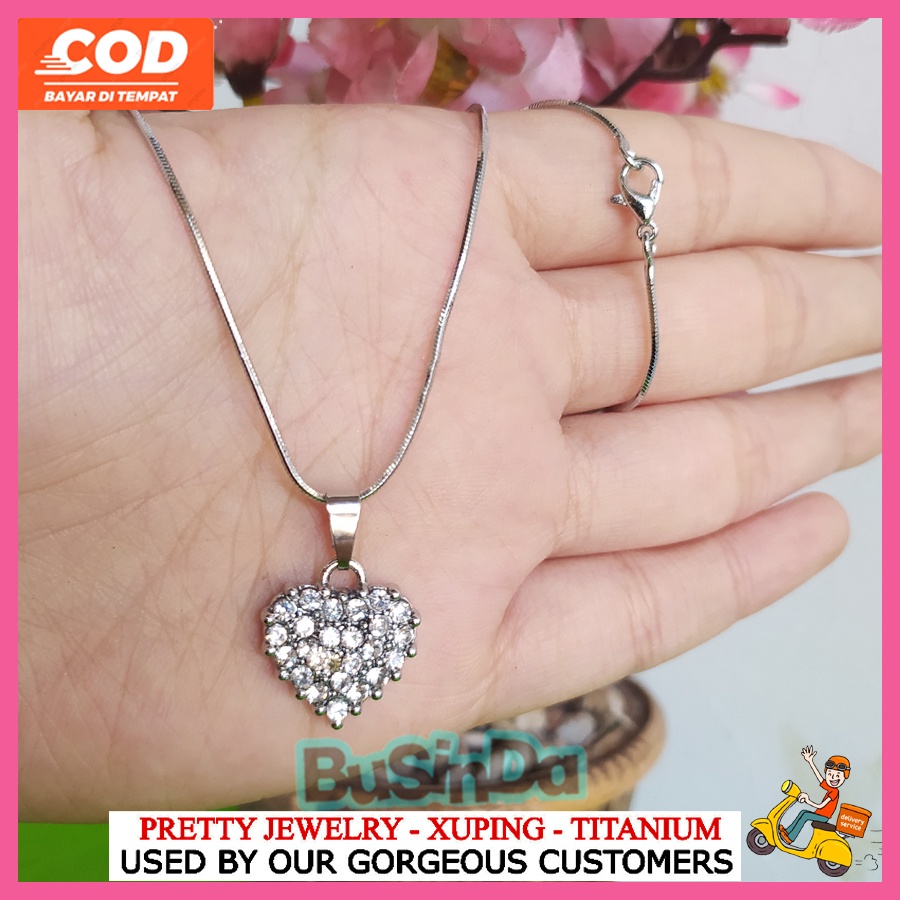 Kalung Silver Panjang 45cm , Liontin Perhiasan Import Anti Karat Xuping