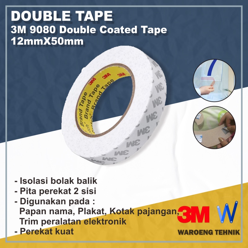

Double Tape Tisu Double Tape 3M 9080 Double Coated Tape 12mmX50m