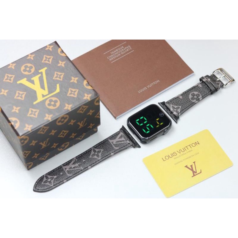 holypopshop paket box + manual || jam tangan wanita LV kotak touchscreen SAX0256-YK case hitam kulit