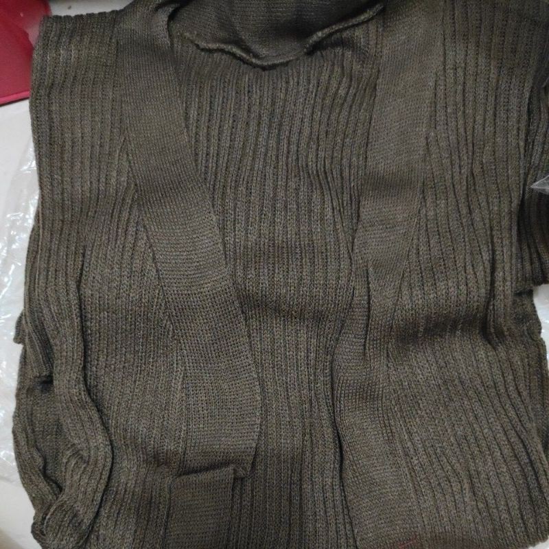 Cardigan panjang rajut dua saku all size-Bronze