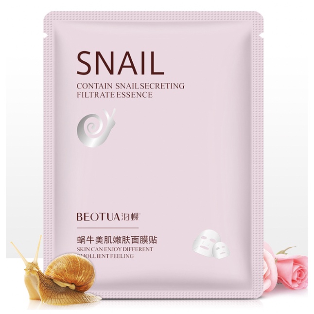 BEOTUA SNAIL MASK SKIN CARE SHEET MASKER WAJAH SNAIL GLOWING WHITENING BQ025