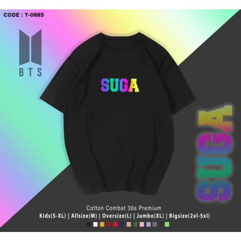 KAOS REFLEKTIF B T S/TSHIRT GAMBAR NYALA JK-JM-JIN-JHOPE-V-RM-SUGA