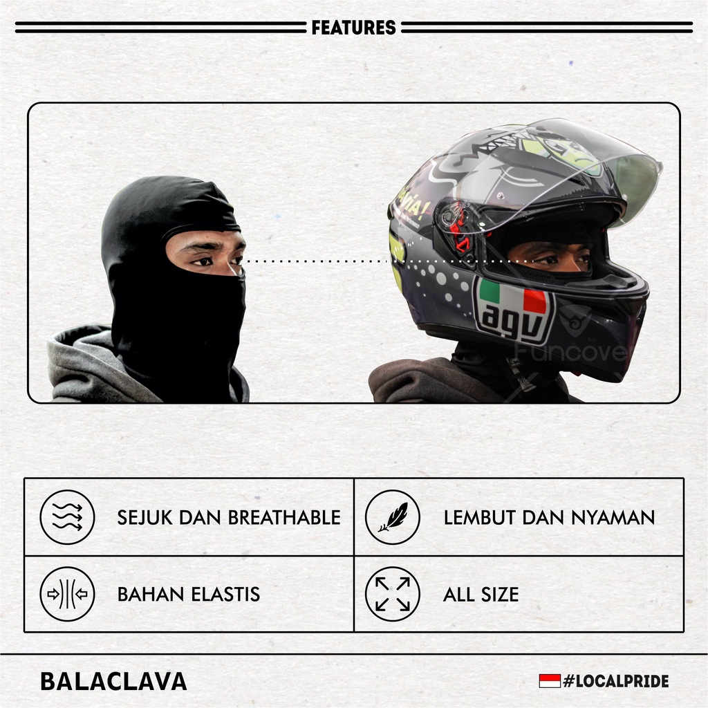 Masker ninja mask balaclava  Full Face Hitam Funcover