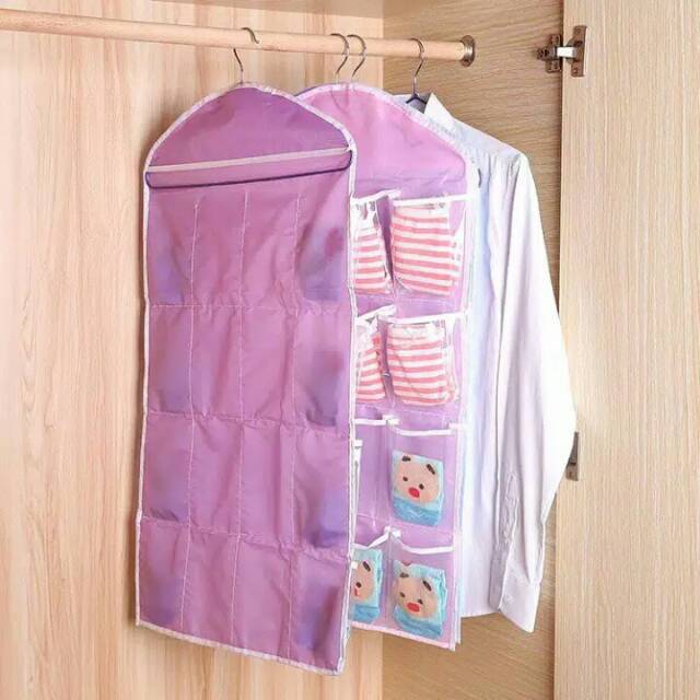 Pouch Hanging Organizer 16 Sekat Korean Set Tempat Celana Dalam Gantung Rak Gantung