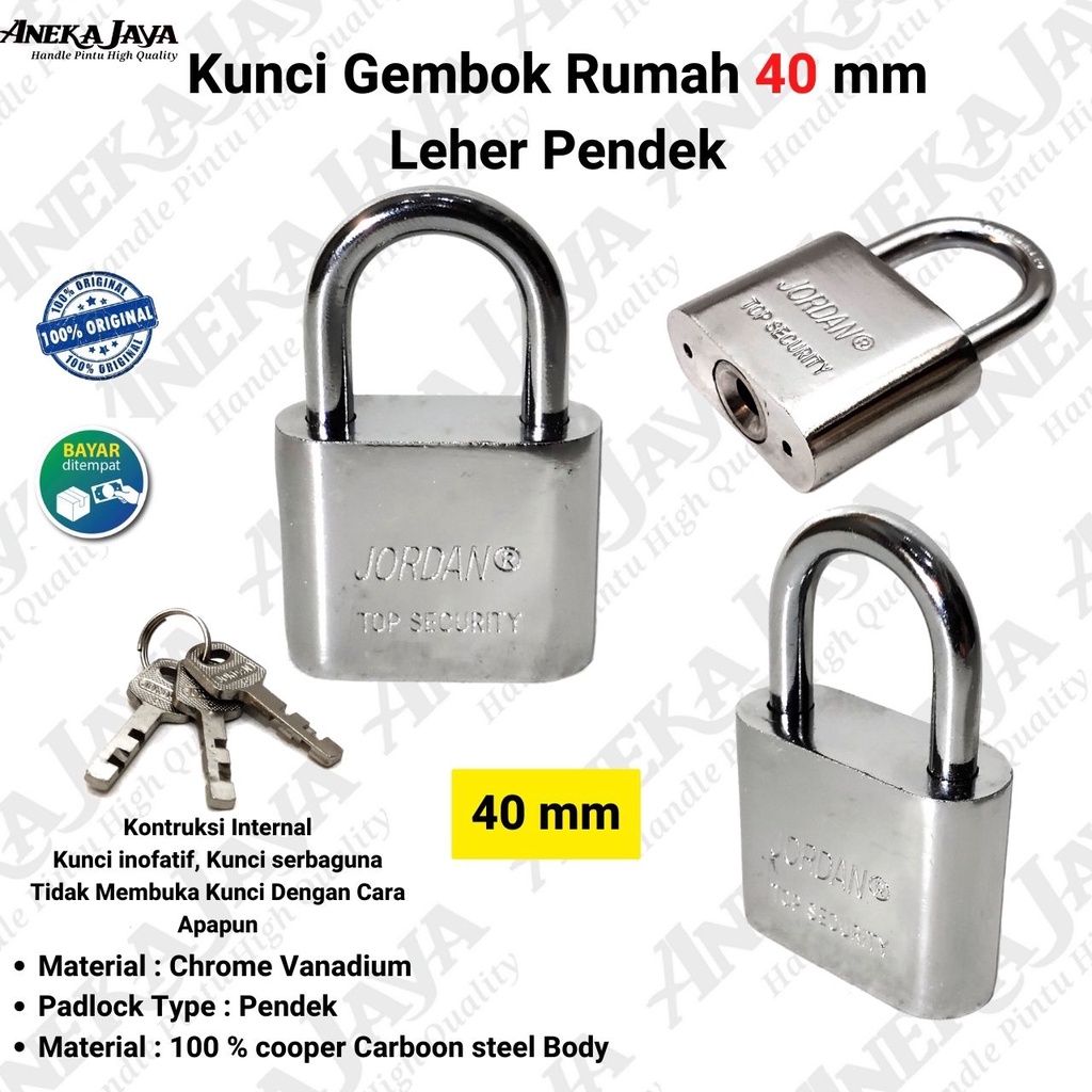 Kunci Gembok 40 mm ORIGINAL Pintu Rumah Pagar / Leher Pendek / Gembok Murah Bagus