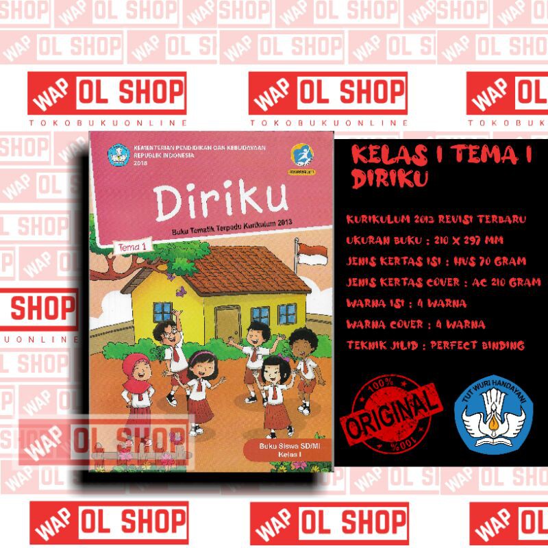 Buku Tematik SD Kelas 1 Tema 1 "DIRIKU" Kurikulum 2013 Revisi Terbaru