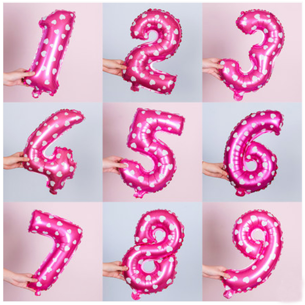 Balon Foil Helium Bentuk Angka Warna Pink Ukuran 16 Inch Untuk Dekorasi Pesta Ulang Tahun