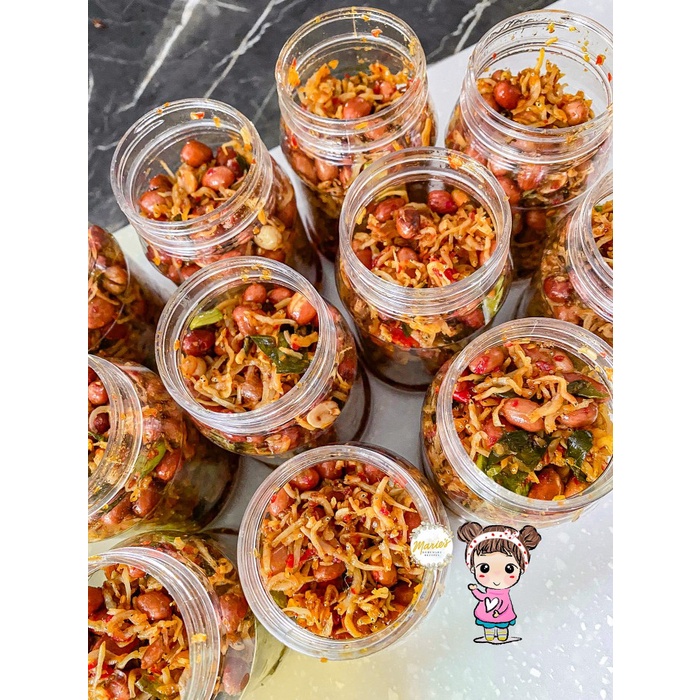 

Teri medan kacang pete kemasan botolan size M