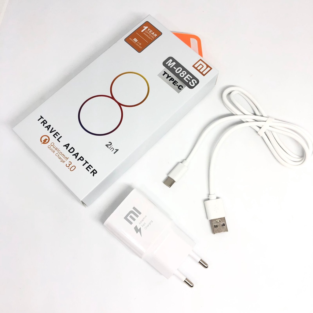 [MINIGO] Charger Xiaomi 2in1 M-08ES Micro Dan Type C Travel Adapter Xiaomi 3.0 Qualcom quick charging casan isi daya cepat bisa buat semua HP