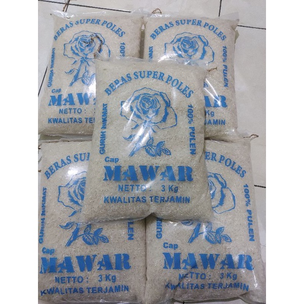 

Beras cap Mawar 3kg