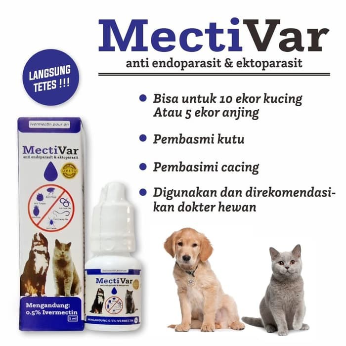 Mectivar Obat Tetes Kutu Tungau Caplak Cacing Kucing Anjing Ampuh