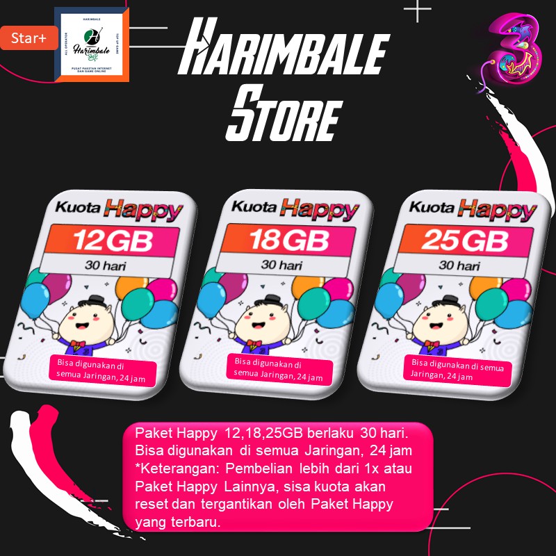 KUOTA INTERNET TRI PAKET HAPPY - KUOTA THREE HAPPY