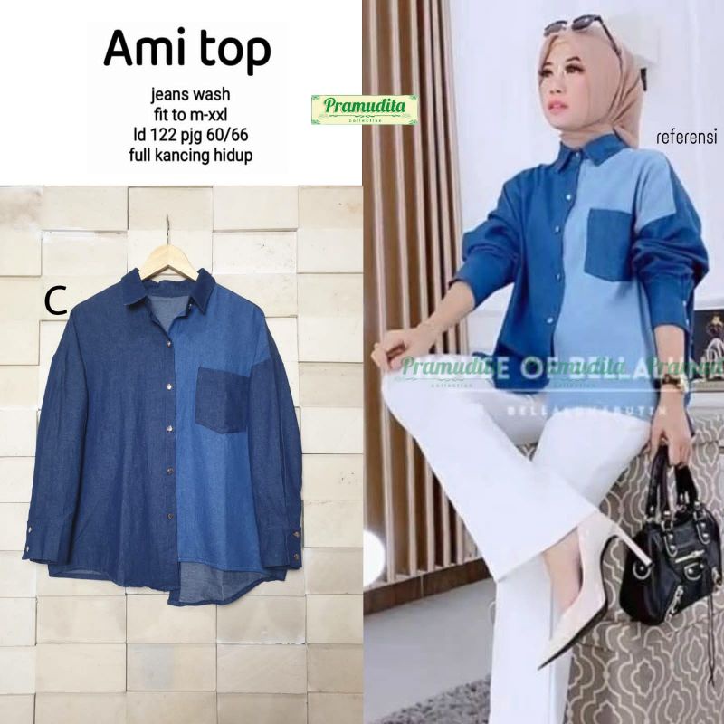 kemeja dewasa jeans/ Ami top