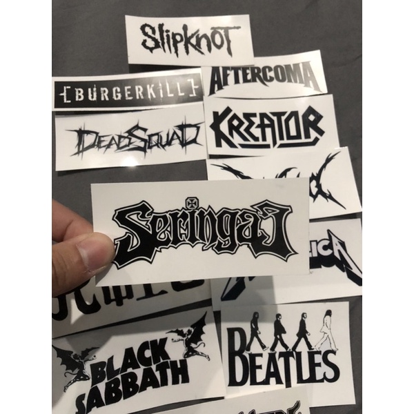 stiker pack band metal indo dan barat satu set untuk tempel di gitar helm motor kulkas koper laptop dll