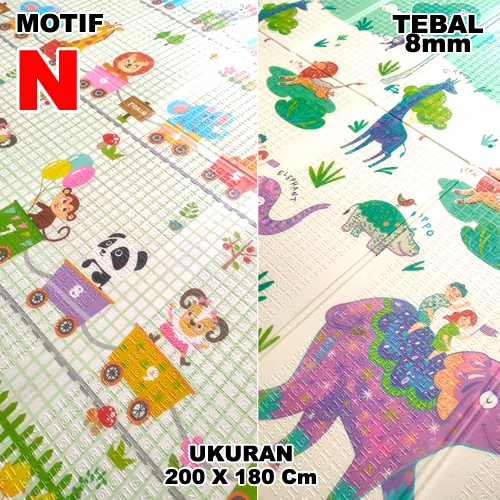 MBS2 | Matras Bayi 180x200 cm Playmat Bayi Karpet Lipat Anak/Bayi Tikar Lipat Foam Matras Anak RUZAIN MALL-MOTIF N + TAS 8 mm