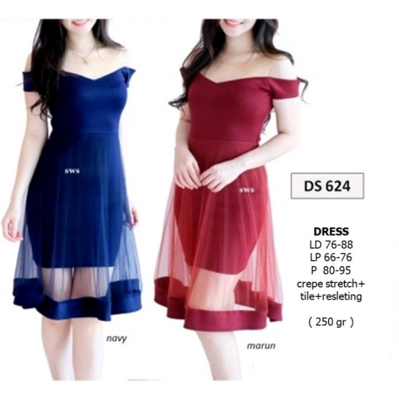 dress pesta wanita modern sabrina midi scuba