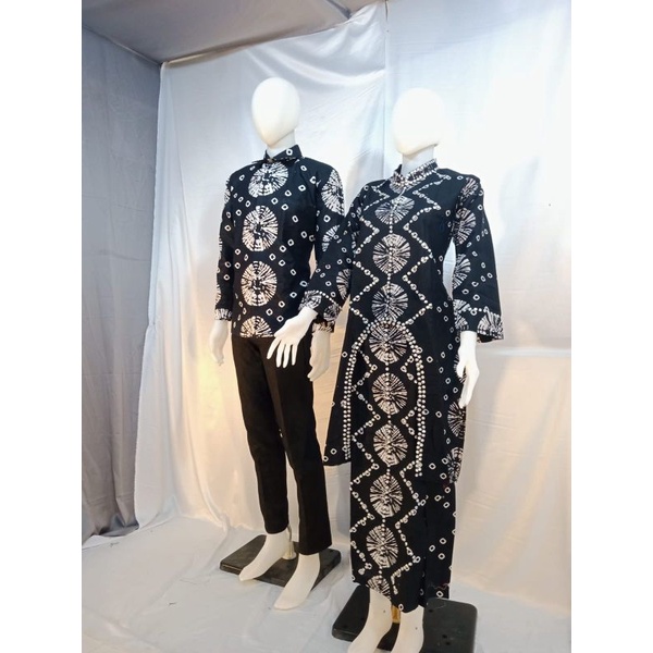 couple jumputan hitam putih/set jumputan/baju couple jumputan