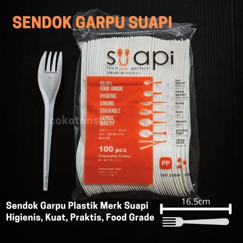 (Termurah) ISI 100 Sendok Garpu Makan Plastik  - Sendok SUAPI - Cutlery Set - Sendok katering