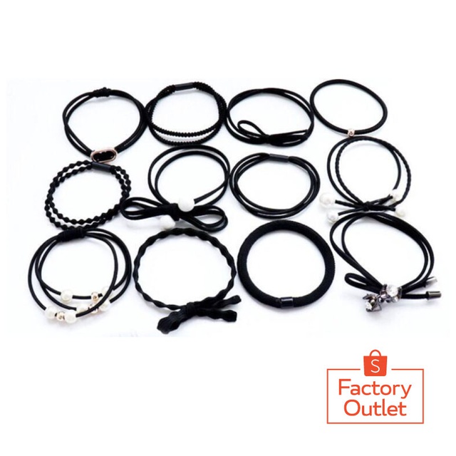 HC Ikat Rambut Simple Bahan Karet Gaya Korea untuk Wanita kemasan tabung isi 12pcs Impor-5
