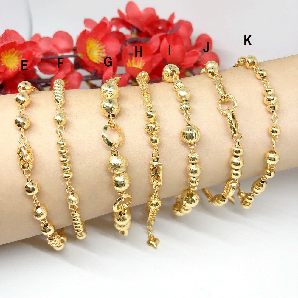  Gelang  Xuping Bola  Beads Bulat Lapis Emas  18k Gold BB136 