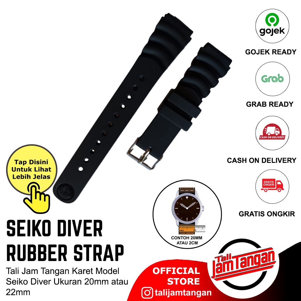 TALI JAM TANGAN KARET MODEL SEIKO DIVER PADI RUBBER STRAP