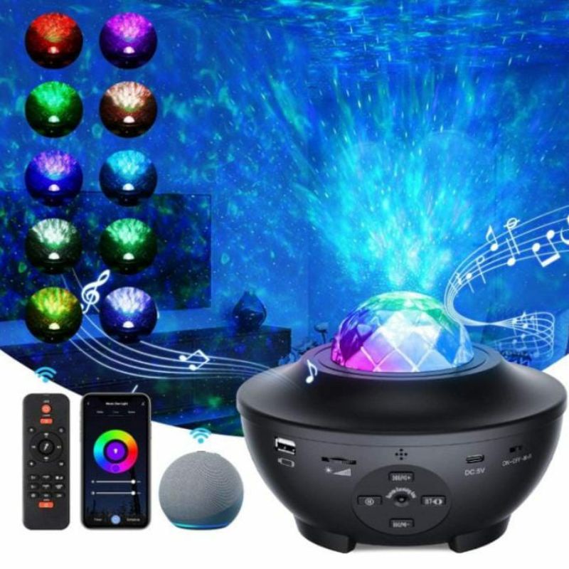 LAMPU PROYEKTOR DENGAN SPEAKER LANGIT MALAM BINTANG 2IN1 GALAXY NEBULA LAMP STARRY PROJECTOR LIGHT LAMPU TIDUR