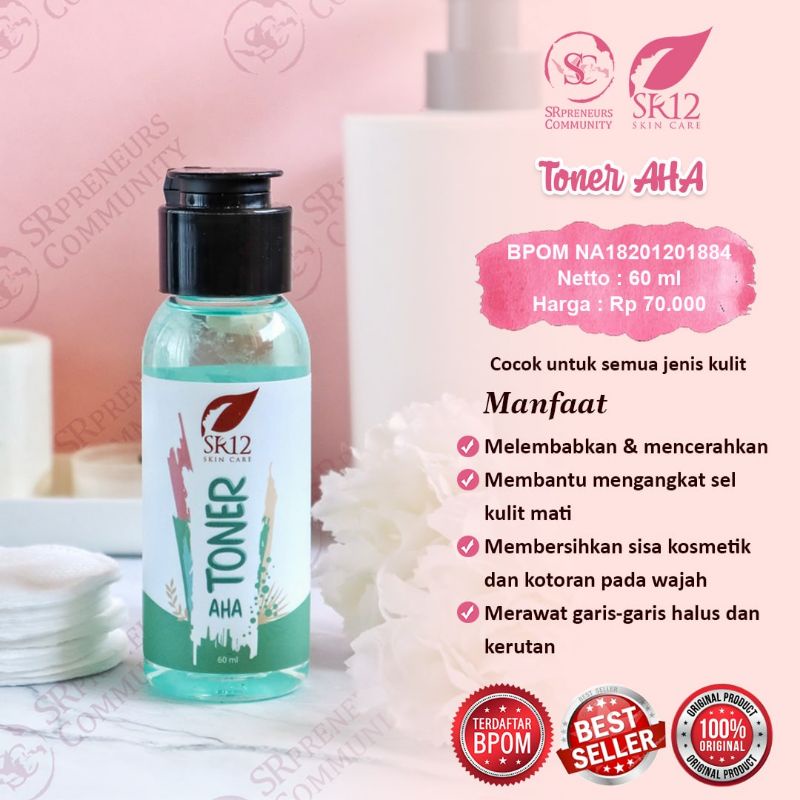 TONER AHA SR12 / TONER WAJAH / EKSFOLIASI KULIT WAJAH