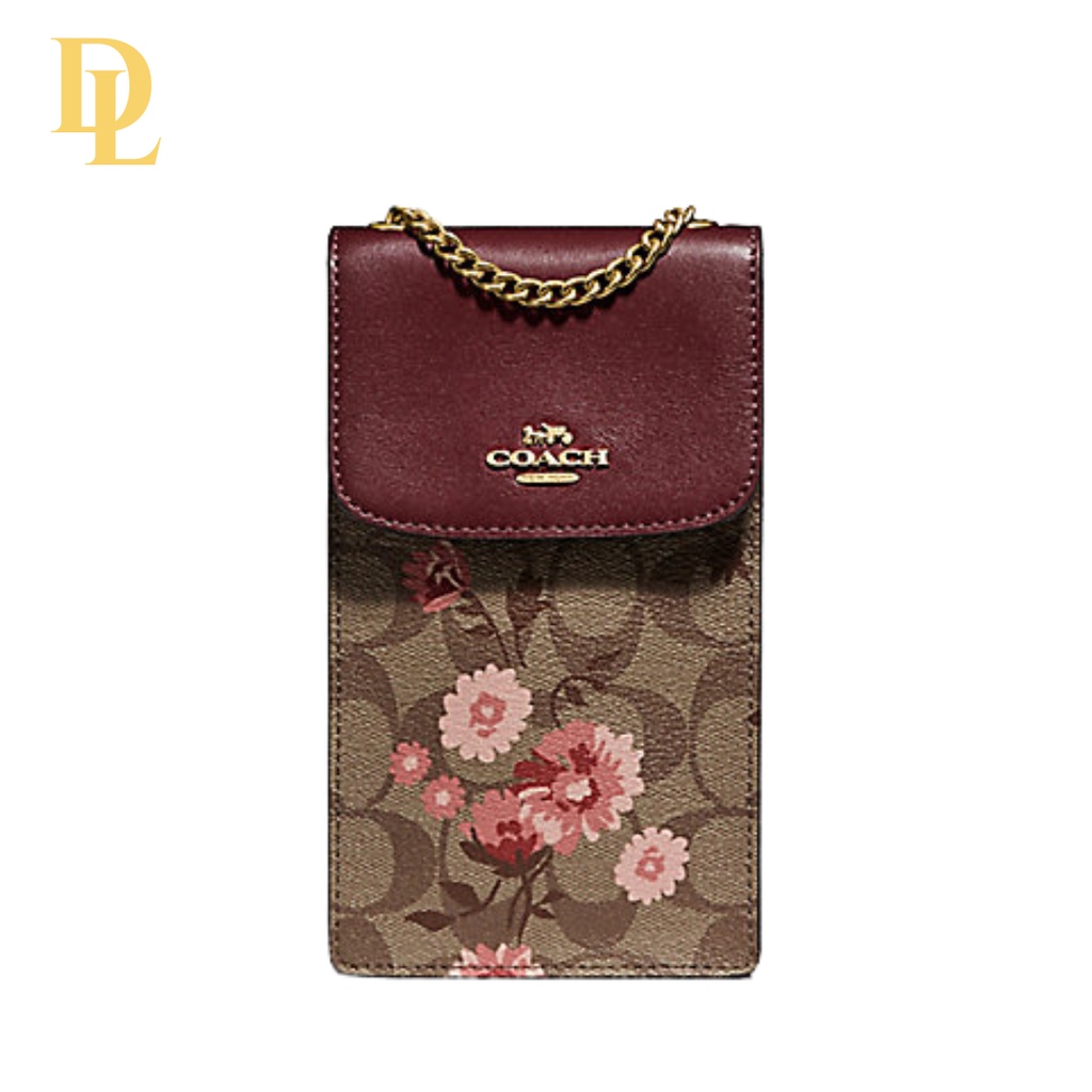 Coach Phone Crossbody In Signature Canvas With Prairie Daisy Cluster Print (F76988)
