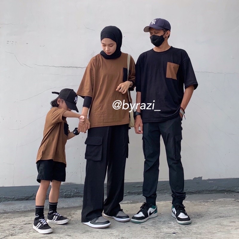 byrazi_ Baju Couple Pria Wanita Dewasa Oversize Polos Lengan Pendek Material Cotton Combed 30s