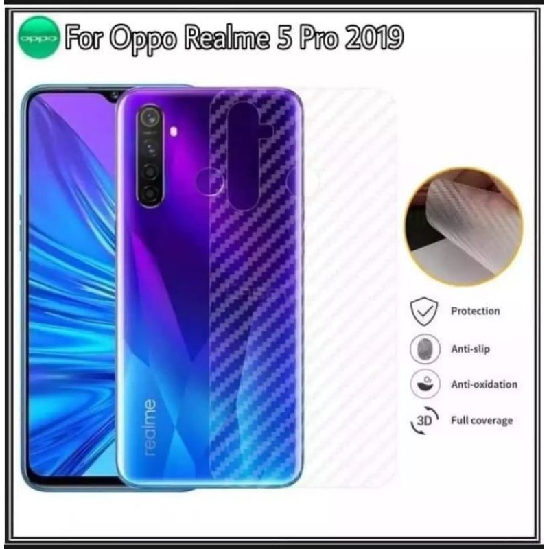 Garskin Carbon Realme 5 Pro Skin Anti Gores Belakang Hp