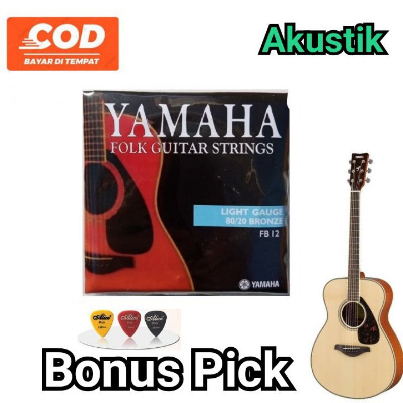 Yamaha senar gitar akustik 1 set 1 sampai 6 bonus pick gitar