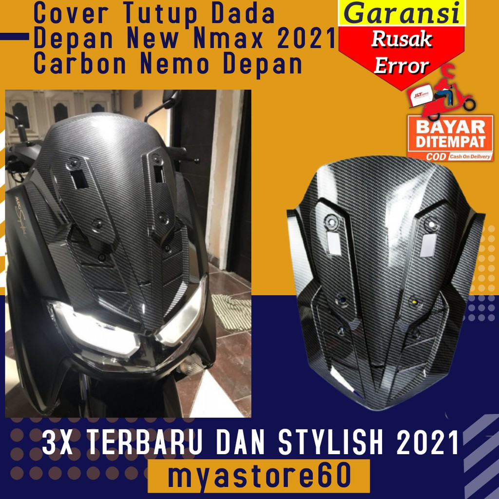 Cover Tutup Tameng Dada Depan Dasi Atas Depan Yamaha New Nmax N max 2021 Carbon Nemo Depan Aksesoris