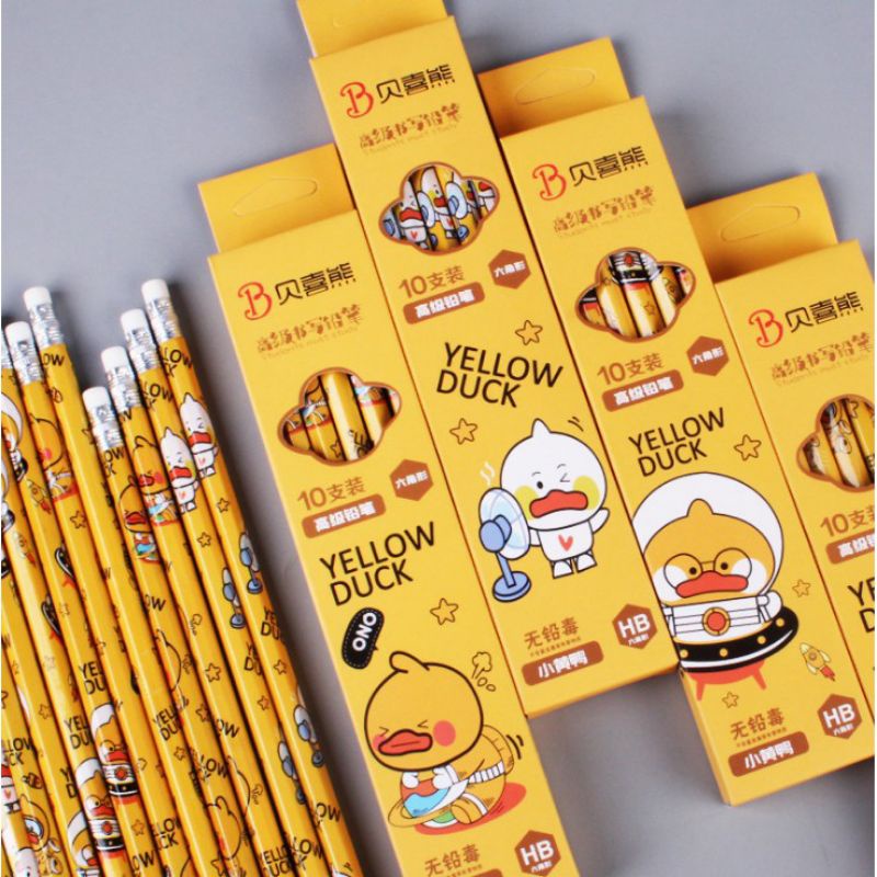 

Pencil motif bebek alat tulis duck 1 set isi 10