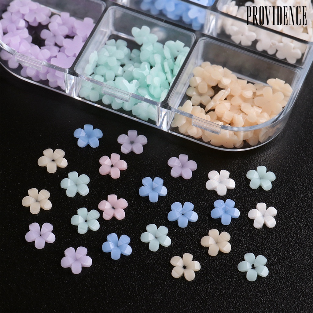 Providence 6Grids/Box Color Changing Nail Flower Ornament Five Petals 3D Effect Lightweight Floral Nail Art Charms Decoration for Manicure