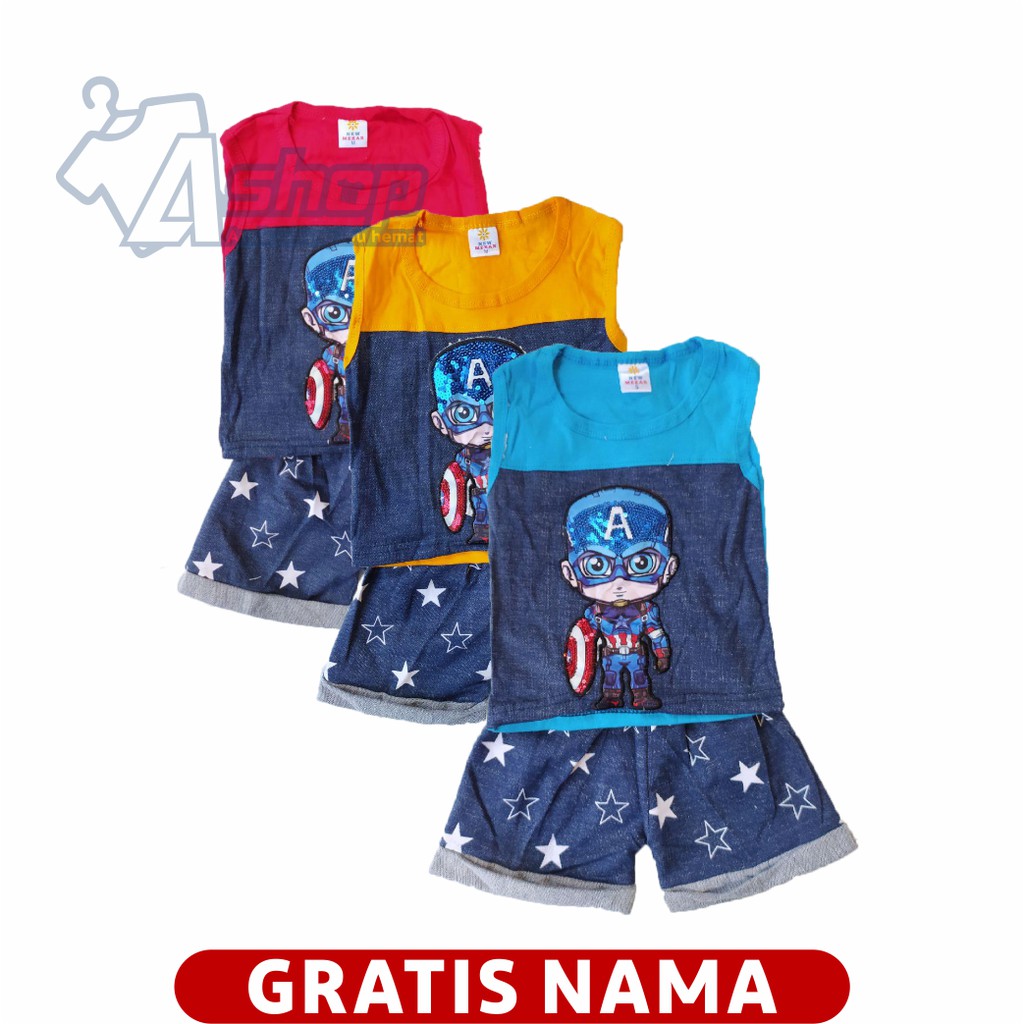 Baju Bayi Setelan Kapten Amerika LED 0-18 Bulan