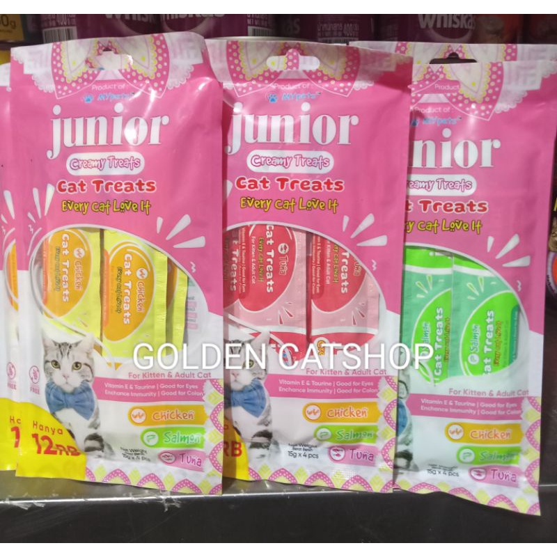 JUNIOR CREAMY TREATS SNACK KUCING KITTEN DAN ADULT