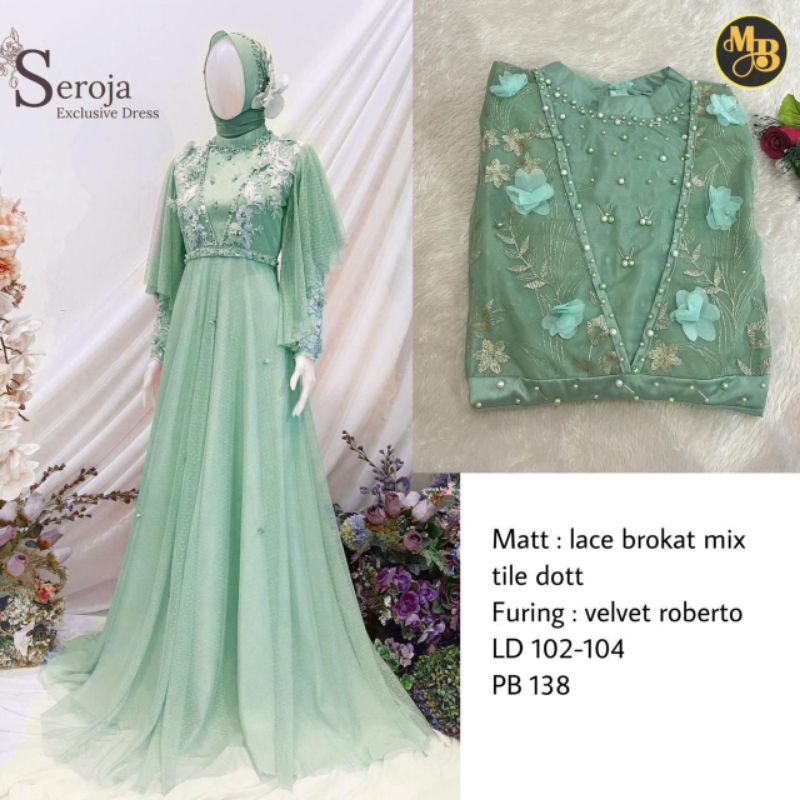 DRESS JUMBO SEROJA VERONICA EXCLUSIVE PREMIUM DRESS MAXI GAMIS MUSLIMAH KONDANGAN LEBARAN HAJATAN LA