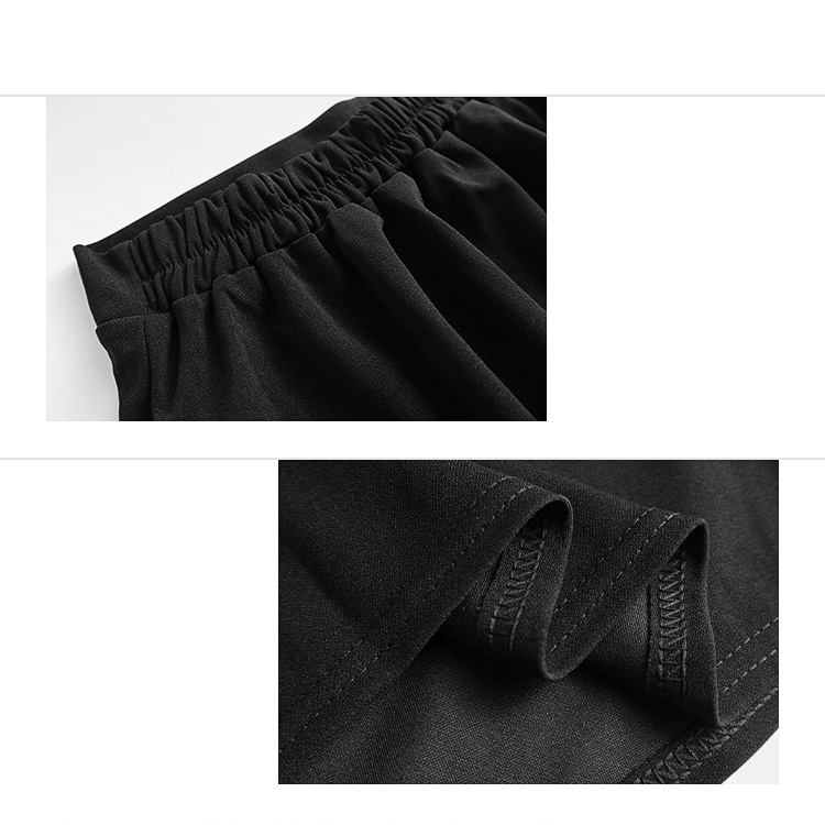 Korean Style Fashion Hitam Minimalis Rok Midi A-line High Waist Pinggang Elastis