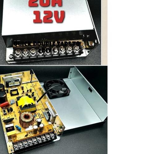 ❊ POWER SUPPLY LED CCTV 12V/20A+KIPAS Power Supply DC 12V 20A Switching Transformer 110 - 220V AC ▼