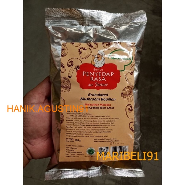 

kaldu jamur moto vegan / penyedap rasa jamur kemasan 500 gram non msg vegetarian motovegan totol