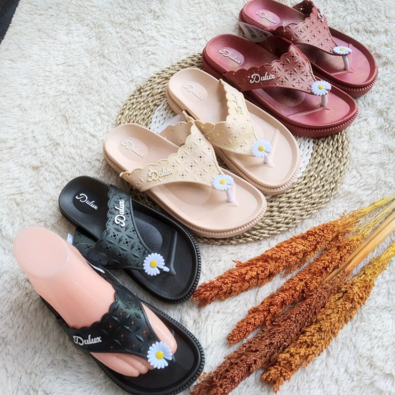 SANDAL WANITA DULUX JAPIT WEDGES CQ O53B Sandal Karet Wanita Dewasa Dulux Motif Bunga Matahari Ukura