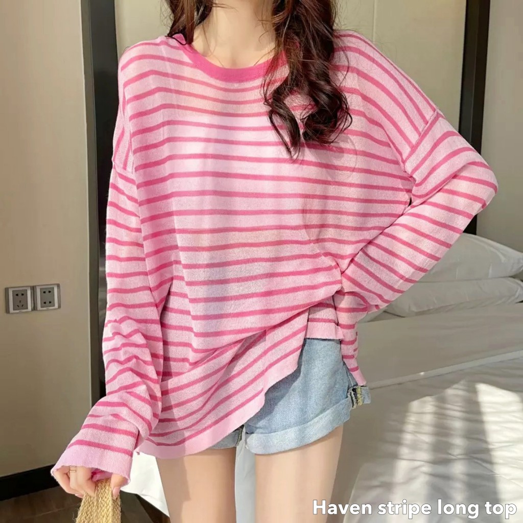 Haven stripe long top -Thejanclothes