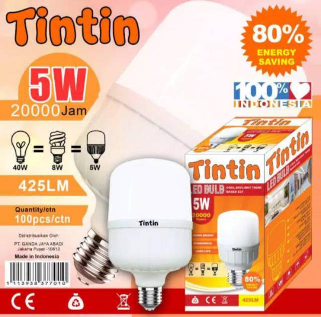 Lampu Bohlam Les Capsule TINTIN 5watt Paket 10pcs