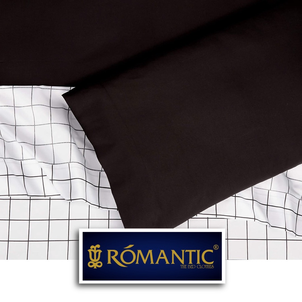 Bedcover Sprei ROMANTIC Kotak Putih x Hitam polos monochrome katun